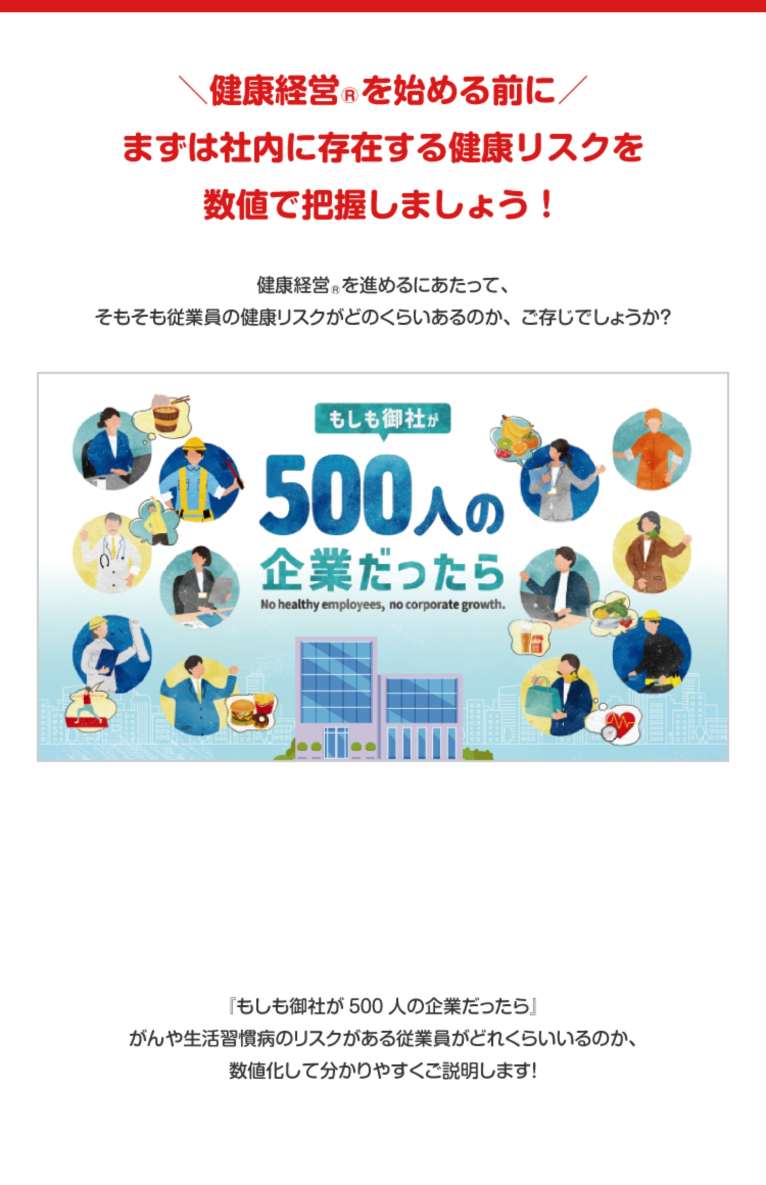 健康経営Ⓡを始める前にまずは社内に存在するリスクを数値で把握しよう!