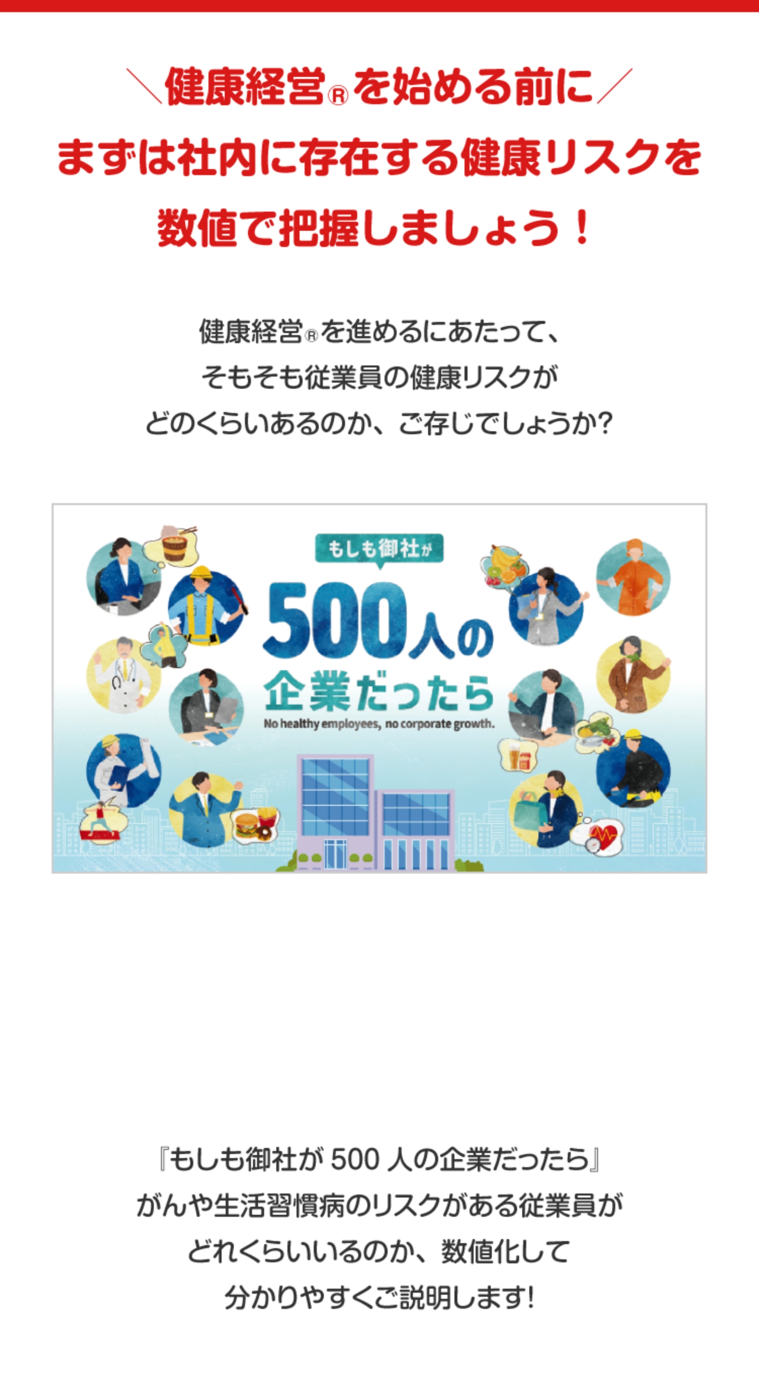 健康経営Ⓡを始める前にまずは社内に存在するリスクを数値で把握しよう!